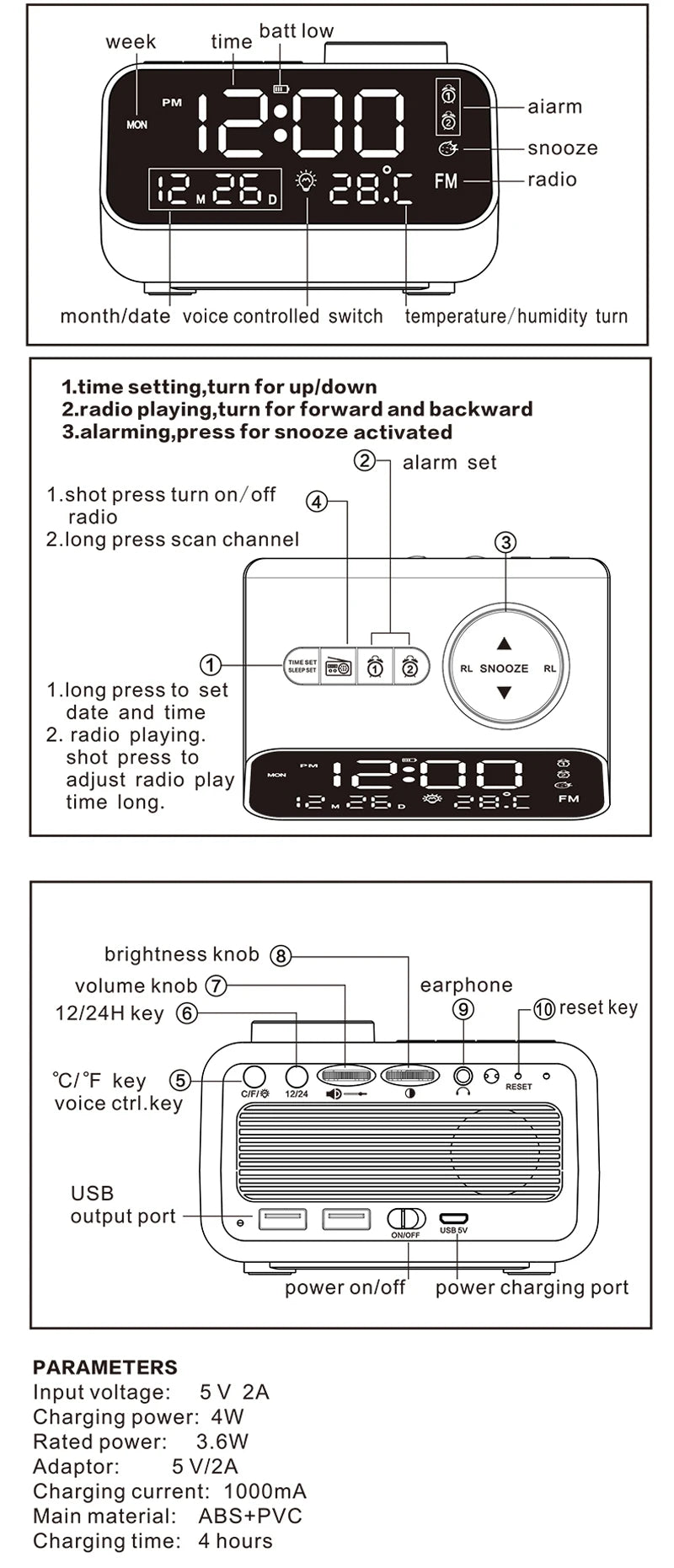 Radio Réveil FM LED