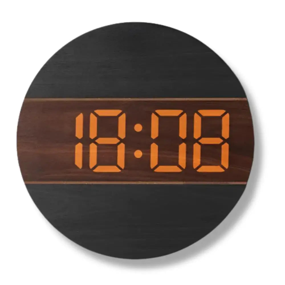 Horloge Murale LED en Bois - Horloges murales - noir